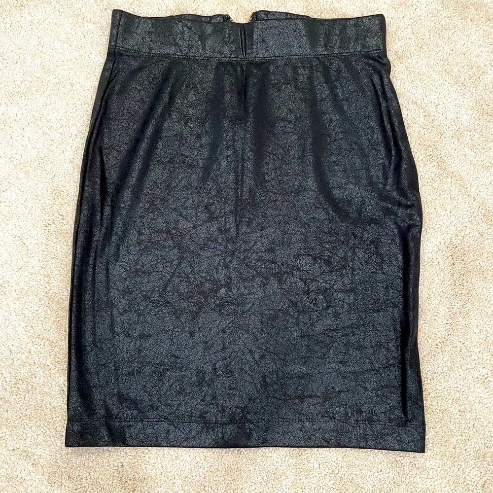 Black Mini Skirt - Distressed Faux Leather Look